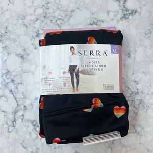 NWT Serra rainbow heart fleece lined leggings size XL